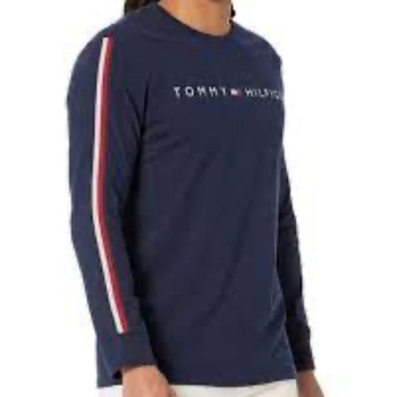 TOMMY HILFIGER Adaptive Collection Logo Stripe Long-Sleeve T-Shirt - Picture 1 of 8